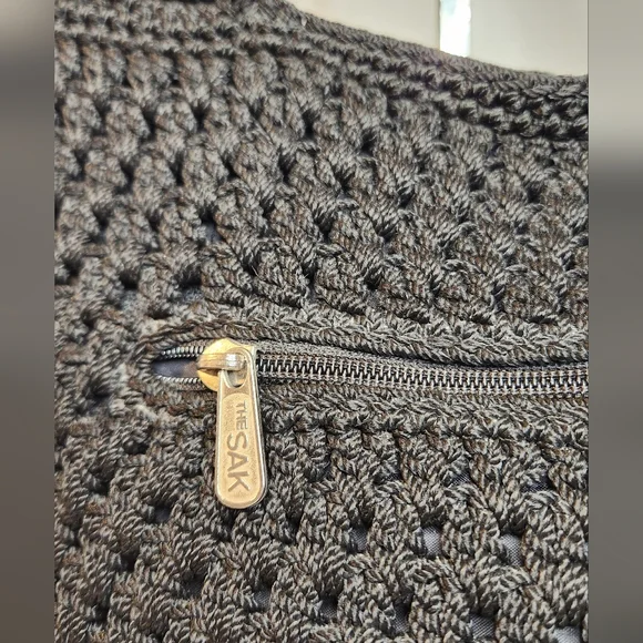 The Sak Vintage Black Crochet Lined Shoulder Hobo Bag OS - Picture 2 of 11